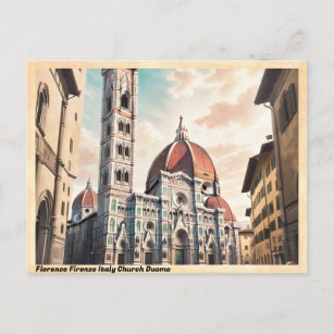 Cartão Postal Florence Firenze Itália Church Duomo Vintage