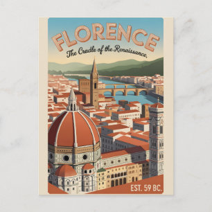 Cartão Postal Florence Itália Paisagem Urbana Retrô Viagem