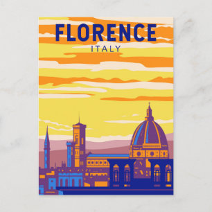 Cartão Postal Florence Itália Viagem Arte Vintage