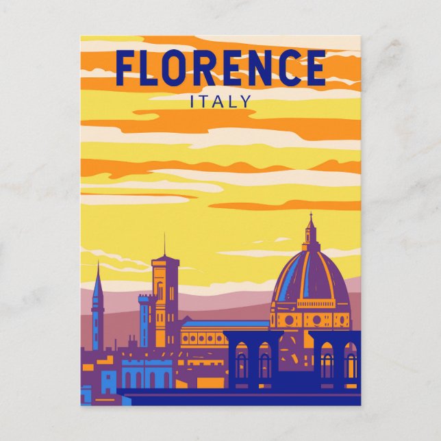 Cartão Postal Florence Itália Viagem Arte Vintage (Frente)