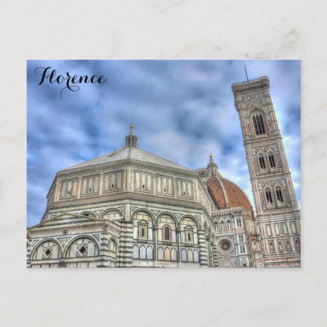 Cartão Postal Florence Itália - Viagem da Catedral Italiana (Frente)