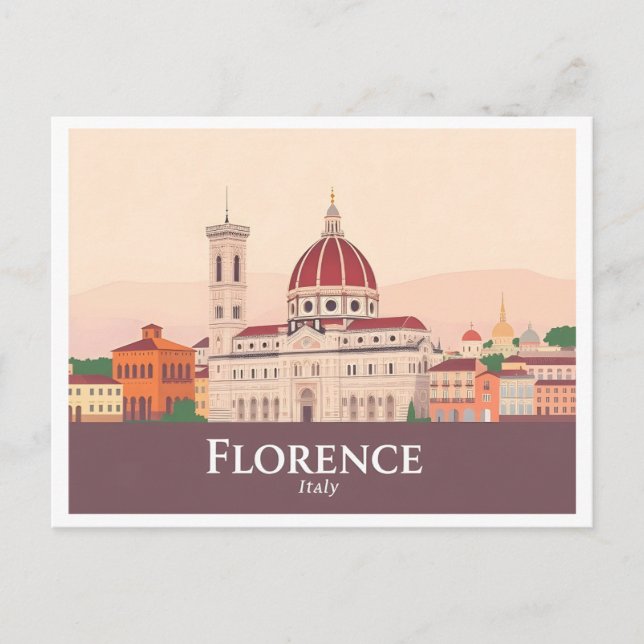 Cartão Postal Florence Italy Duomo di Firenze Pastel Viagem (Frente)