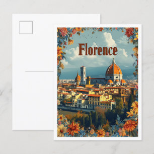 Cartão Postal Florence Italy Vintage Art Viagem