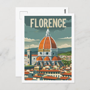 Cartão Postal Florence Italy Vintage Familiar Viagem