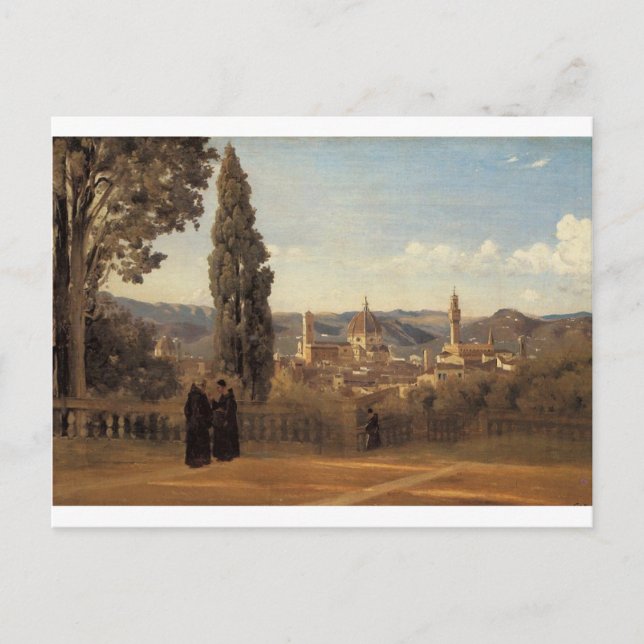 Cartão Postal Florence, os Jardins Boboli de Camille Corot (Frente)