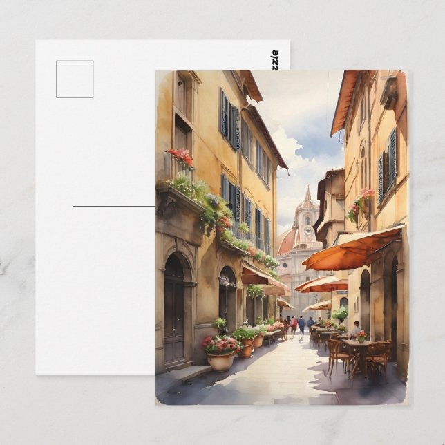 Cartão Postal Florence watercolor art (Frente/Verso)