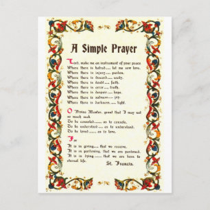 Cartão Postal Florentine Simple Prayer=Ruas. Francis=Papa Franci
