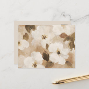 Cartão Postal Flores Abstratas Bege Marrom Bege