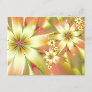 Cartão Postal Flores abstrato Florais Coloridas Elegantes Bonito