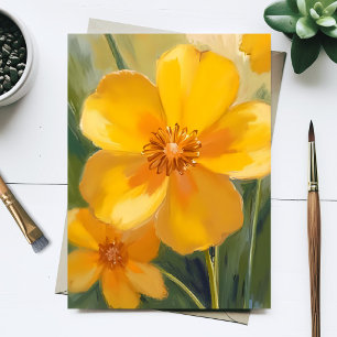 Cartão Postal Flores Amarelas Aquarela Flores de Primavera Pinta