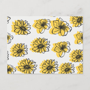 Cartão Postal Flores Amarelas Daisy Sunflower Lilly Botânica