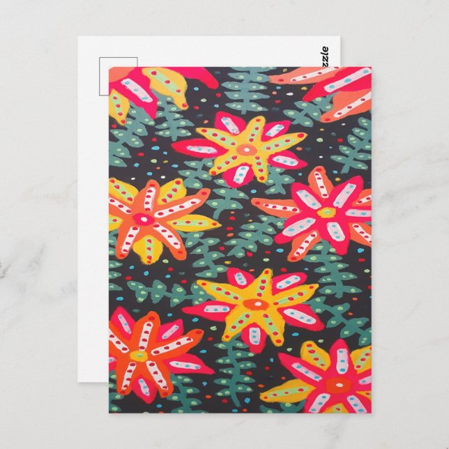 Cartão Postal Flores Amarelas e Laranja Negros (Frente/Verso)