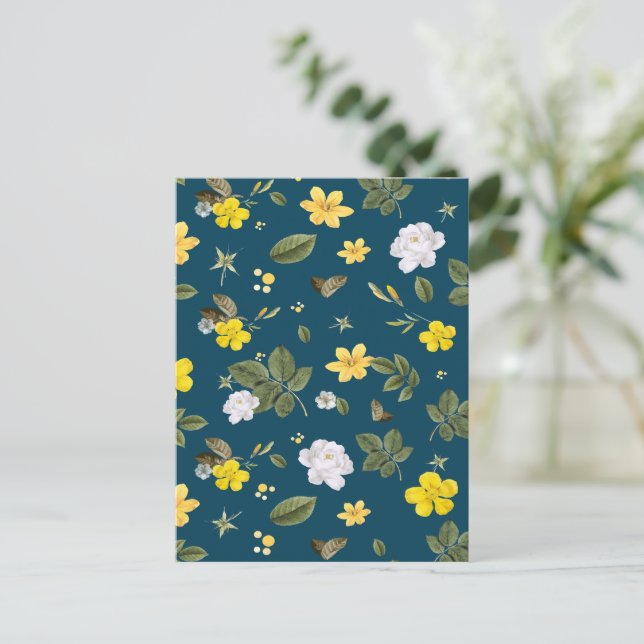 Cartão Postal Flores Amarelas e Rosas Brancas (Em pé/Frente)