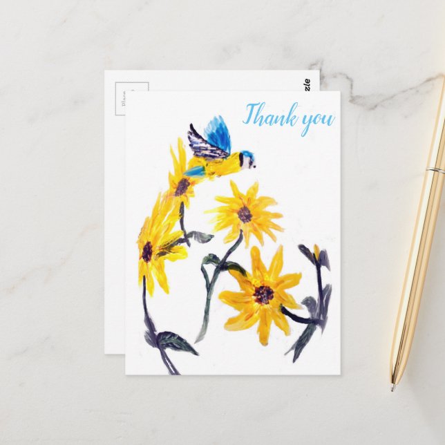Cartão Postal Flores Amarelas Natureza Obrigado Floral (Frente/Verso In Situ)