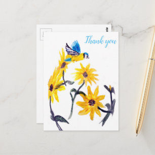 Cartão Postal Flores Amarelas Natureza Obrigado Floral