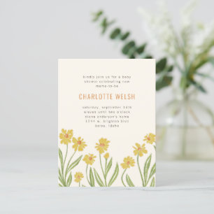 Cartão Postal Flores Amarelas Sexo Chá de fraldas Neutro