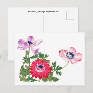 Cartão Postal Flores, arte japonês vintage
