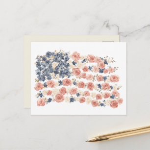 Cartão Postal Flores Azuis Brancas Vermelhas