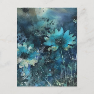Cartão Postal Flores Azuis Mídia Mista