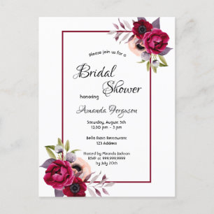 Cartão Postal Flores borgonhetas chá de panela