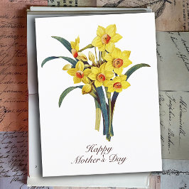Cartão Postal Flores Botânicas Vintage Elegantes Amarelos Narcis
