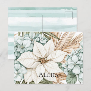 Cartão Postal Flores Brancas Azuis Tropicais