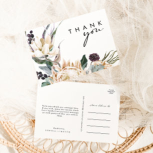 Cartão Postal Flores Brancas Casamento Agradecimento