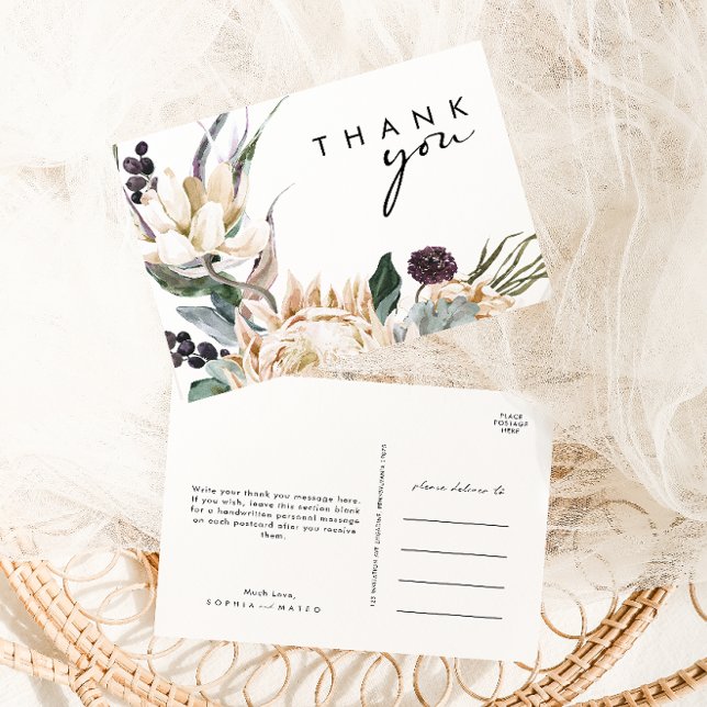 Cartão Postal Flores Brancas Casamento Agradecimento (Criador carregado)