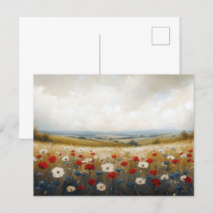 Cartão Postal Flores brancas e azuis