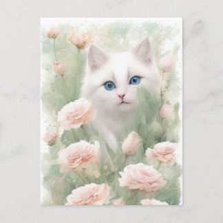 Cartão Postal Flores Brancas e Rosa