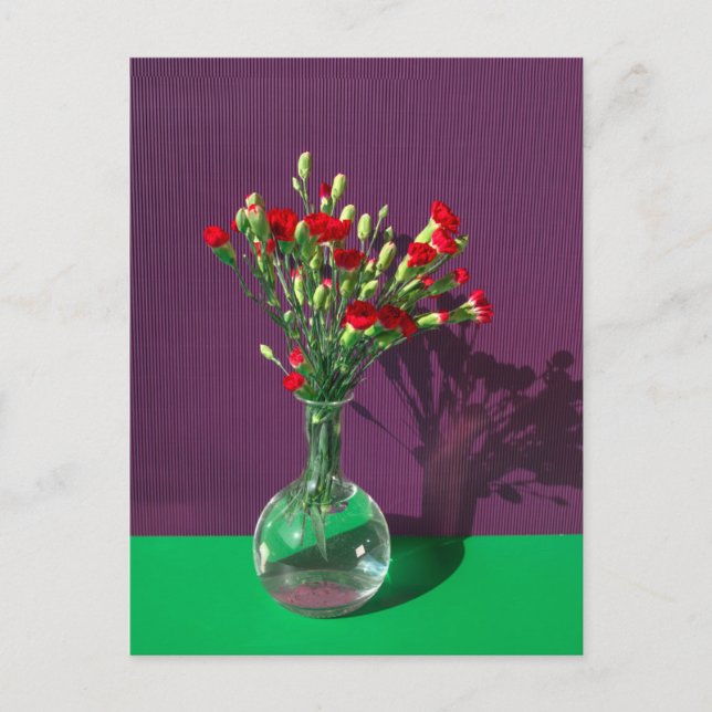 Cartão Postal Flores | Buquê de transporte vermelho (Frente)