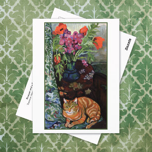 Cartão Postal Flores buquês Cat Suzanne Valadon