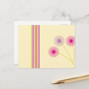Cartão Postal Flores Coloridas de Dente-de-Leão, Listras, Abstra