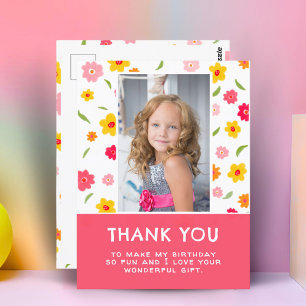 Cartão Postal Flores Coloridas Fofas Aniversário Meninas Foto
