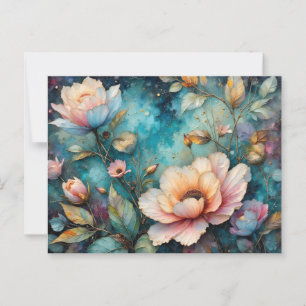 Cartão Postal Flores coloridas folhas e céu