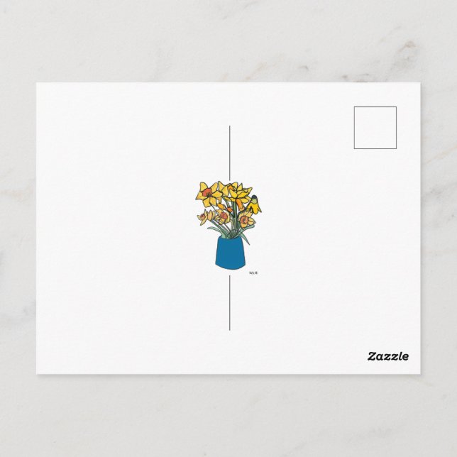 Cartão Postal Flores contínuas floridas em vaso (Verso)