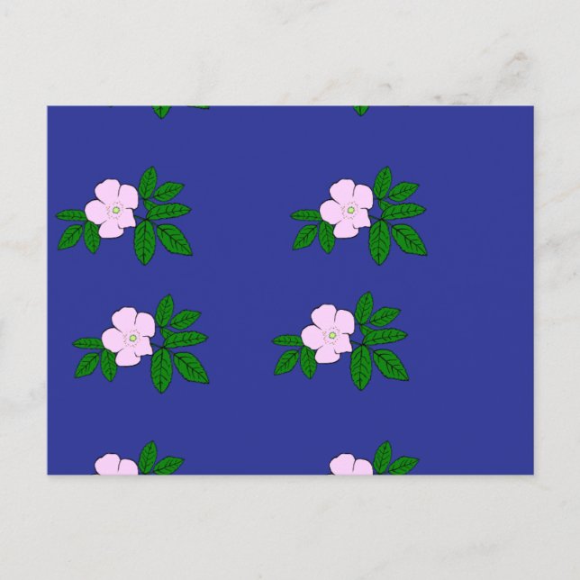 Cartão Postal Flores cor-de-rosa com azul-marinho (Frente)