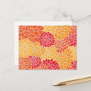 Cartão Postal Flores Dahlia, Padrão De Flores, Laranja Dahlia