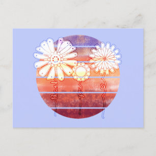 Cartão Postal Flores de Agradecimento ao Pôr do Sol - Azul Claro