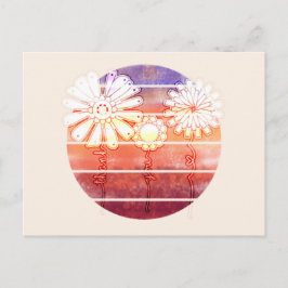 Cartão Postal Flores de Agradecimento ao Pôr do Sol - Laranja Cl