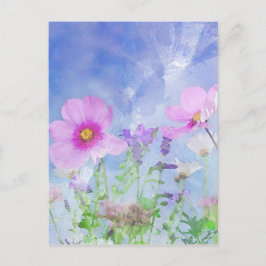 Cartão Postal Flores de aquarela