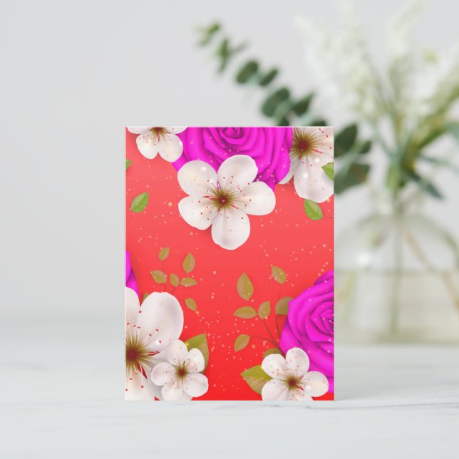 Cartão Postal Flores de Aquarela 14 (Em pé/Frente)