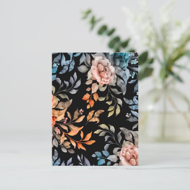 Cartão Postal Flores de Aquarela 4 (Em pé/Frente)