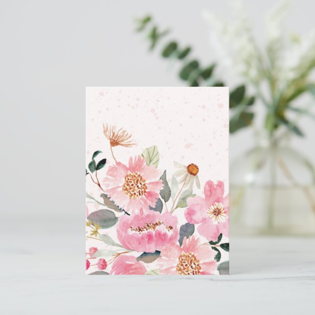 Cartão Postal Flores de Aquarela 5 (Em pé/Frente)