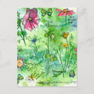 Cartão Postal Flores de Aquarela Botânica