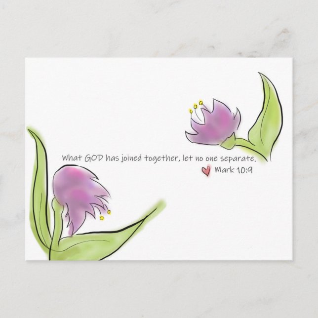 Cartão Postal Flores de Aquarela e Bíblia Versa para Amor (Frente)