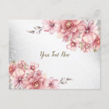 Flores de Aquarela Rosa Brilho Moderno