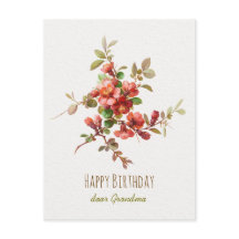 Flores de aquarelas vermelhas Feliz aniversário qu