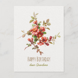 Cartão Postal Flores de aquarelas vermelhas Feliz aniversário qu