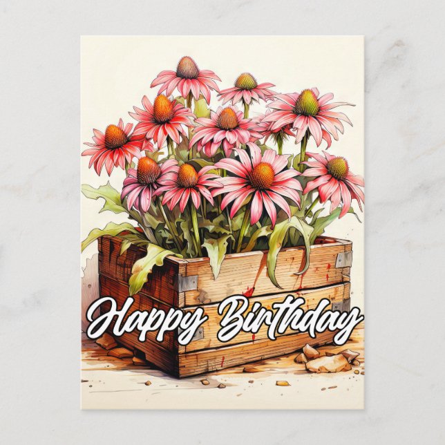 Cartão Postal Flores de Áster Bem Plantadas (Frente)